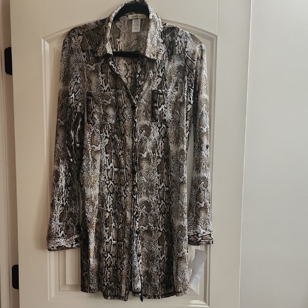 Snakeskin Print Long Sleeve Blouse